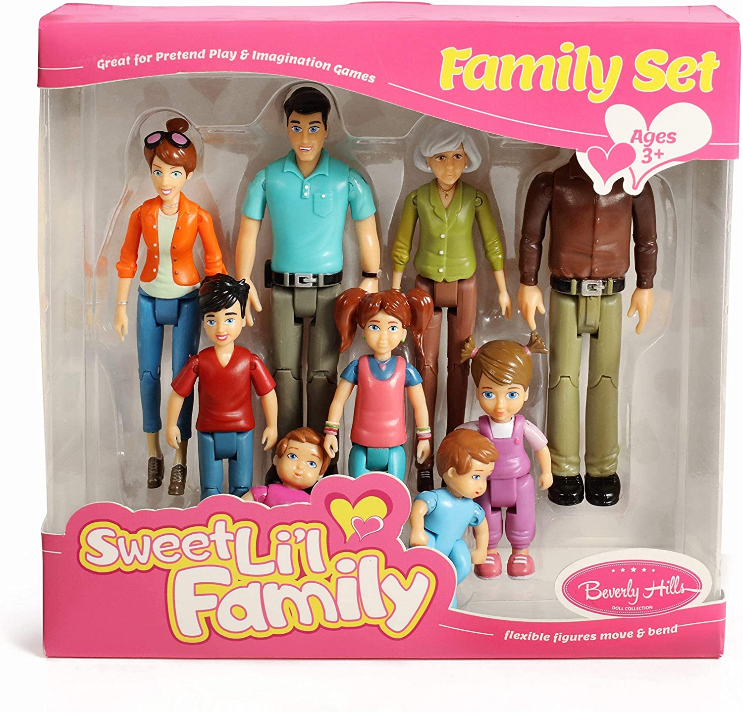 Sweet Li’l Family Dollhouse People Set of 9 Action Figure Set – Grandpa, Grandma, Mom, Dad, Sister, Brother, Toddler, Twin Boy & Girl - Image 6