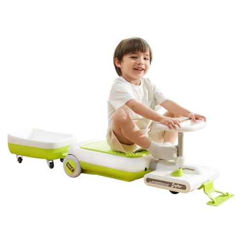 12V Electric Ride-On Car for Kids with Cleaning Fun | Go Kart | 3 in 1 Kids Electric Vehicle | Detachable Cleaner & LED Lights,Safe Toy for Ages 3-8, Indoor/Outdoor Use Safe & Educational Gift (Green) - Image 2