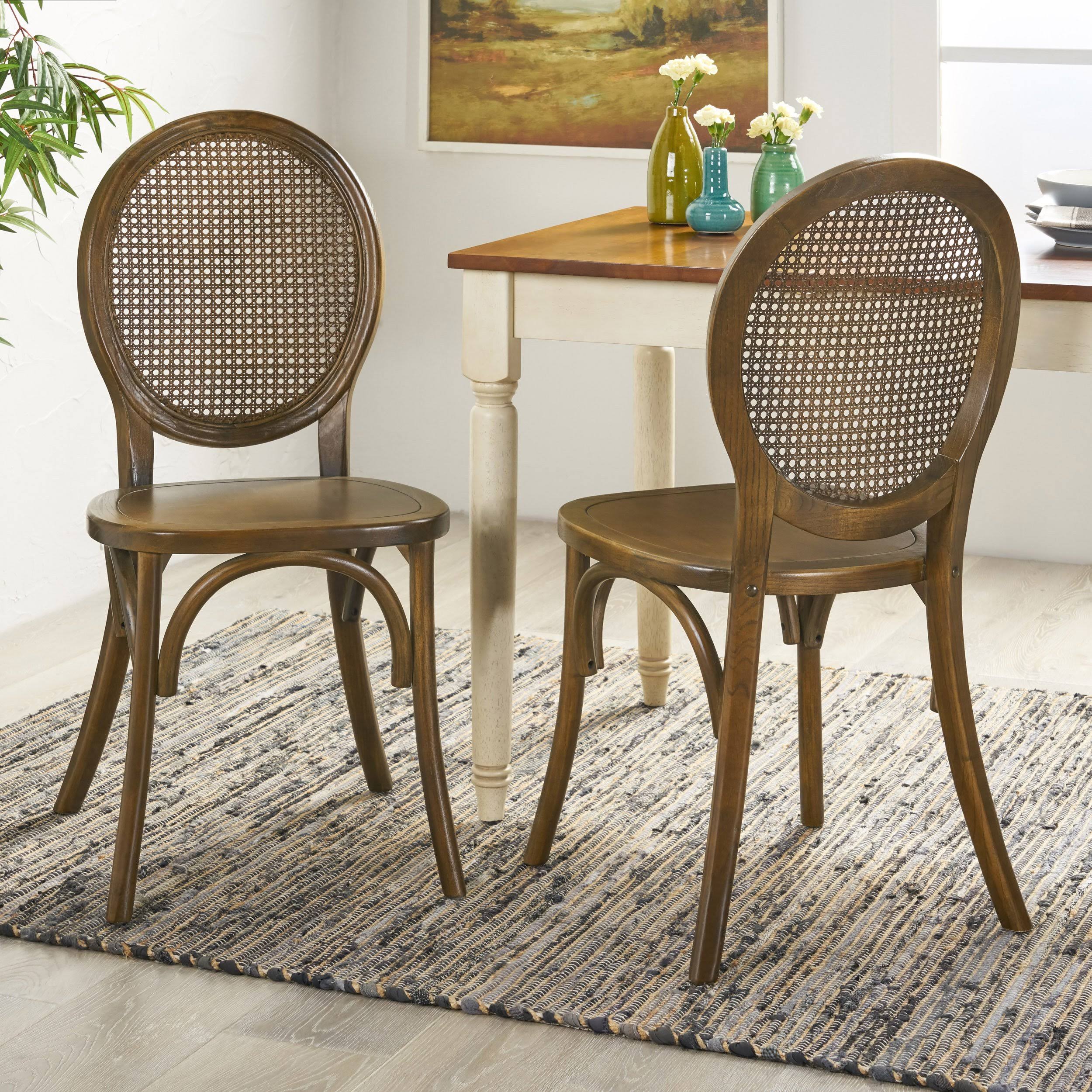 GDF Studio Ruhan Wooded Cane Back Dining Chair (Set of 2) Brown - Image 2
