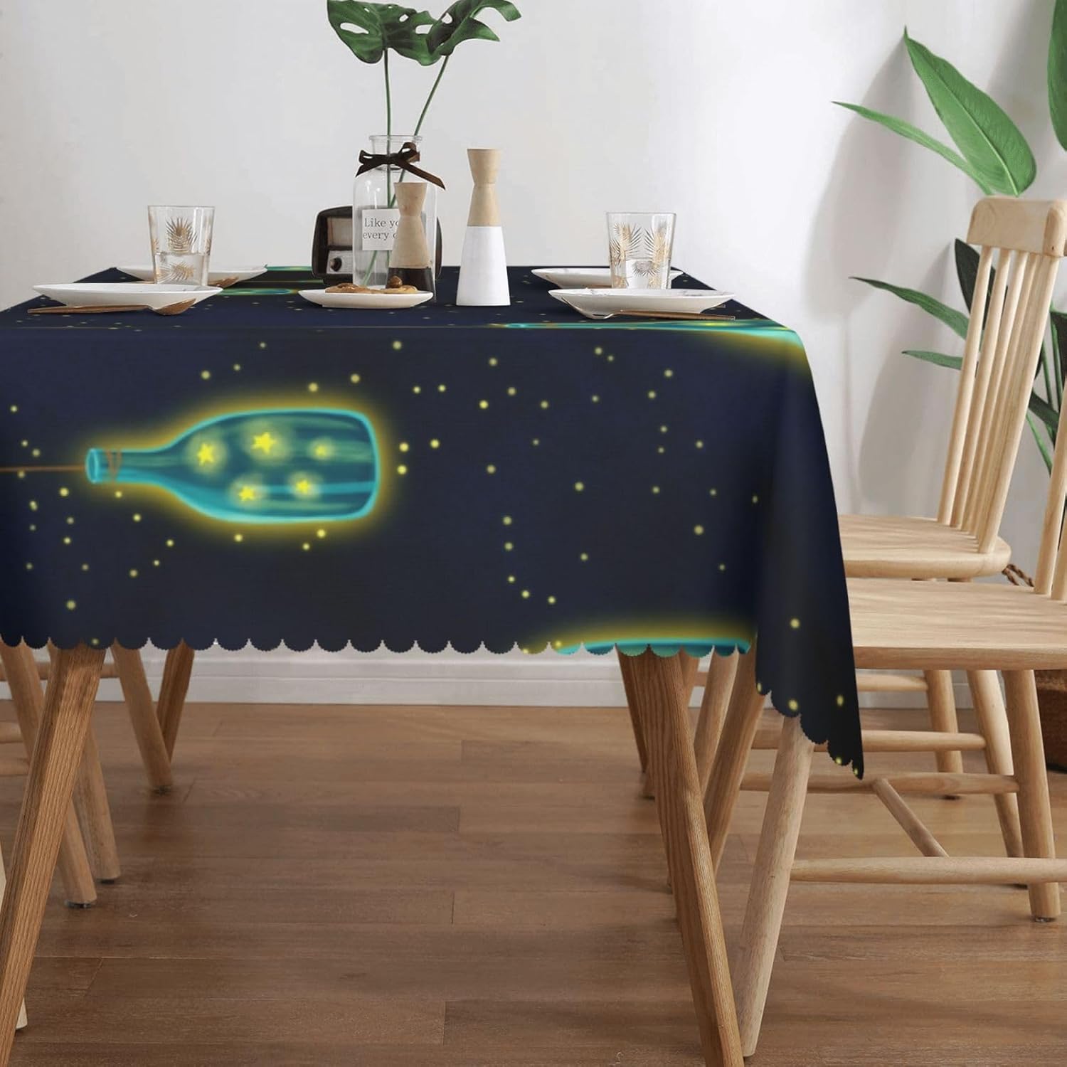 Beautiful Bottle of Under The Night Sky Print Square Tablecloth Decorated Table can able Farmhouse Decor Coffee Table Outdoor, - Image 3