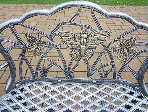 Oakland Living Butterfly Cast Aluminum Outdoor Loveseat Bench, Gray - Image 3